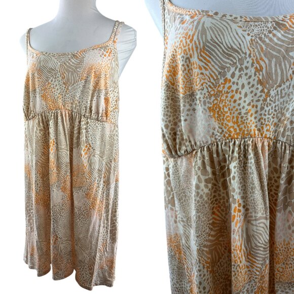 NWT Cacique Lane Bryant Strappy Back Chemise Orange Tan Animal Plus Size 22/24 - Picture 2 of 9